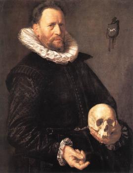 Frans Hals : Portrait of a Man Holding a Skull
